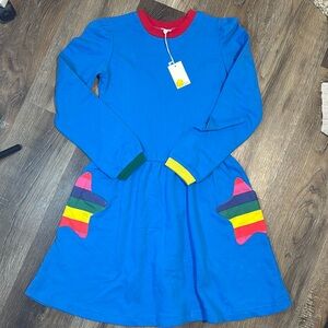 Mini Boden Appliqué Pocket Dress Blue Star